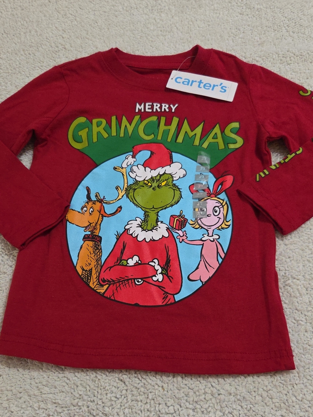 NWT CARTERS DR SEUSS THE GRINCH CHRISTMAS LONG SLEEVED TSHIRT